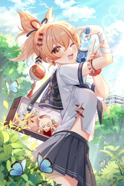 宵宫复刻啦我伺机摸摸！✿ヽ(°▽°)ノ✿ 这张是JK四季系列的第二弹，是运动系JK捏！#原神[超话]# ​​​
