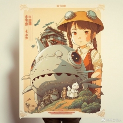 AI生成的一组《龙猫》和《风之谷》的电影海报