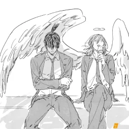 #电锯人#早川秋天使恶魔“ 遮风避雨”🪽   好有氛围感好好磕的CP（画师 montes4352） ​​​