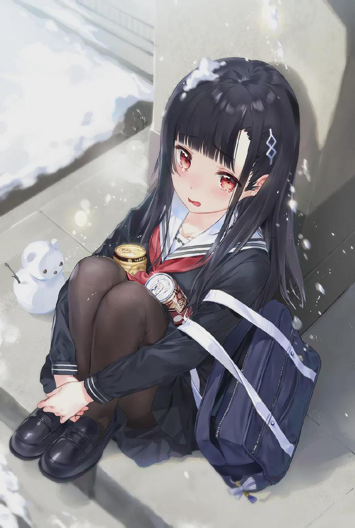 动漫美图：雪与美少女