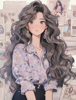 复古香芋紫女生 动漫插画参考 七酥Sussii ​​​