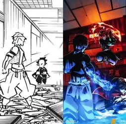 #鬼灭之刃无限城篇# 哈哈哈哈哈🤣 炭治郎对战猗窝座 漫画-动画对比[doge] ​​​