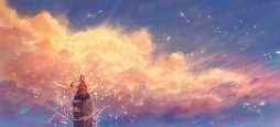 一组缈缈云海的插画壁纸[， 带上好心态去生活